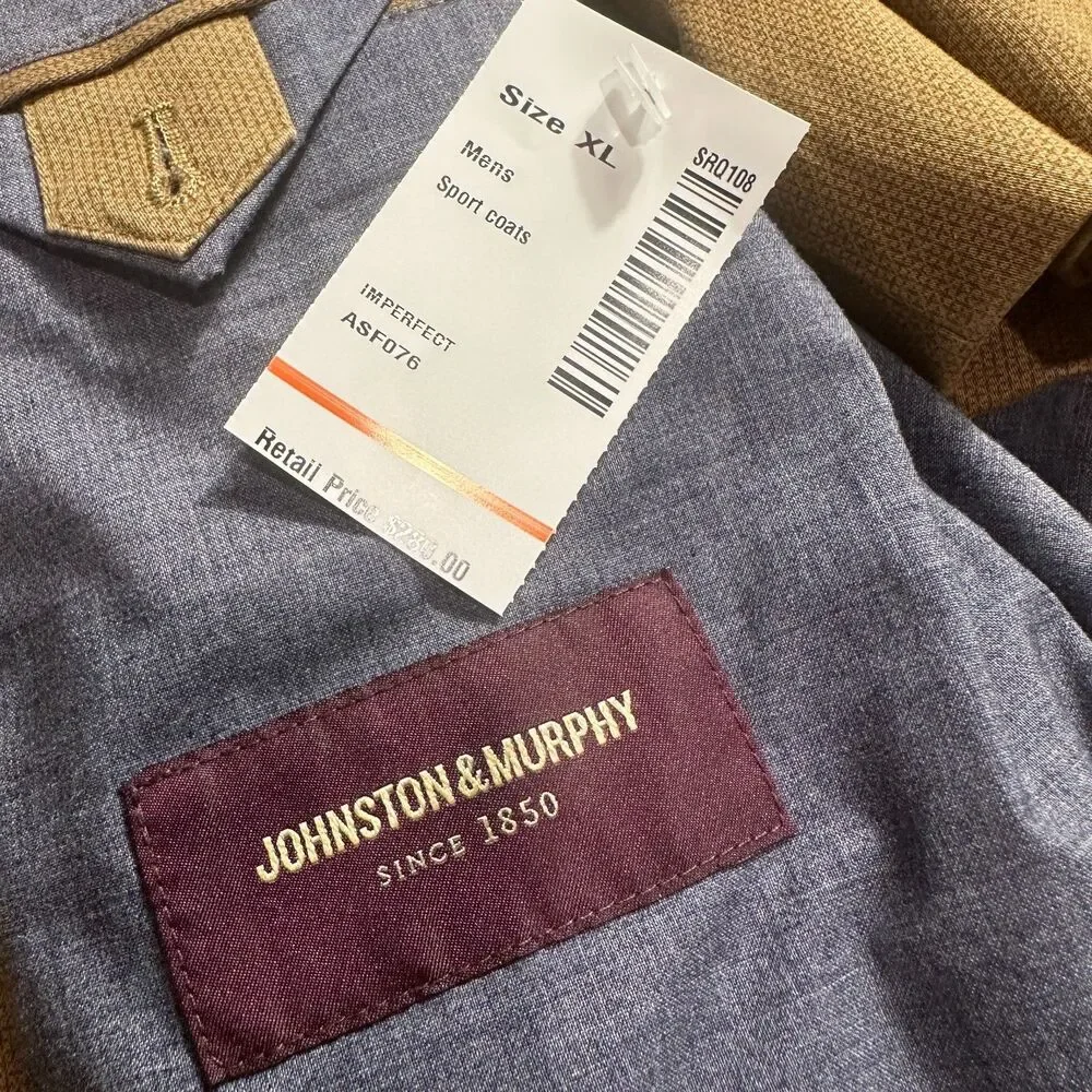JOHNSTON MURPHY Washed Cotton Blazer Mens Sport Coat 2 Button Jacket XL Brown